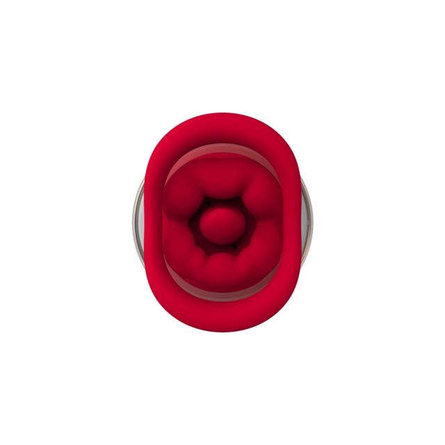 8-Speed Red & White Big Mouth Silicone Rechargeable Vibrator with Sucking Function