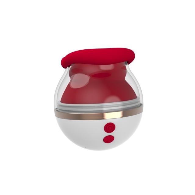 8-Speed Red & White Big Mouth Silicone Rechargeable Vibrator with Sucking Function