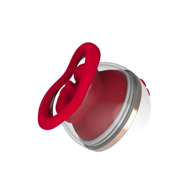 8-Speed Red & White Big Mouth Silicone Rechargeable Vibrator with Sucking Function