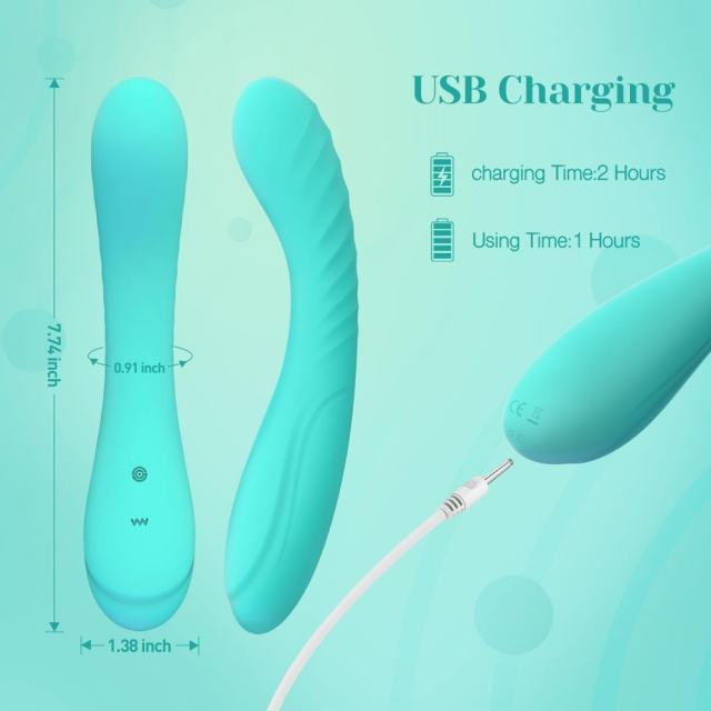 10-Speed Teal Rechargeable Waterproof Silicone Vibrating G-Spot Vibrator