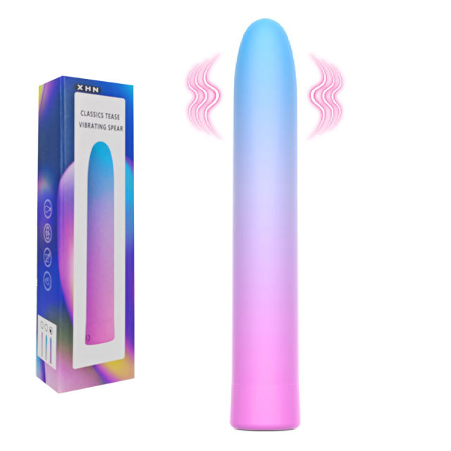10-Speed Blue &amp; Pink Rechargeable Silicone Vibrator with USB Magnetic Charging