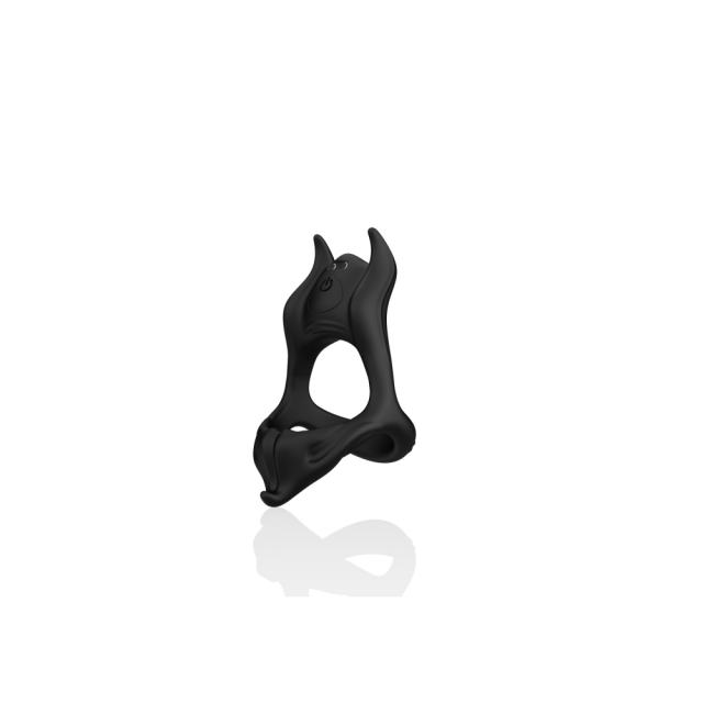 10-Speed Black Rechargeable Silicone Vibrating Cock Ring