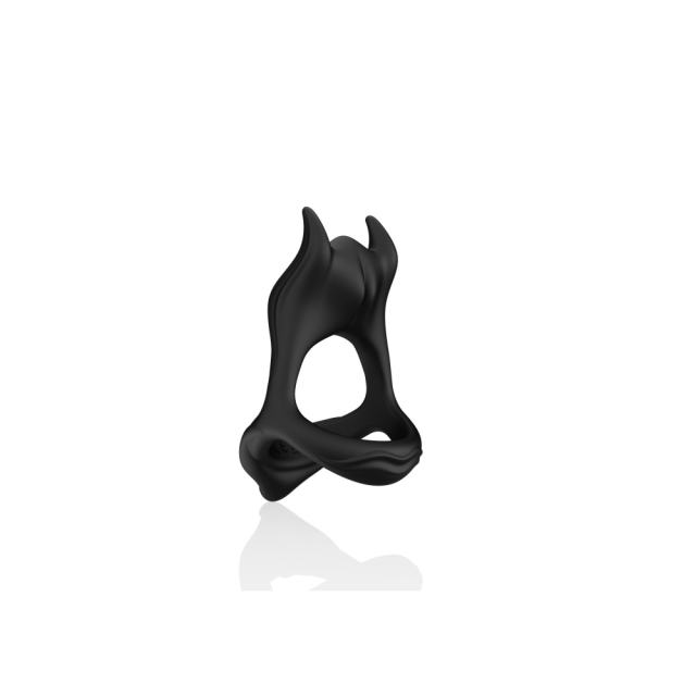 10-Speed Black Rechargeable Silicone Vibrating Cock Ring