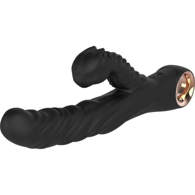 Black Color 8-Speed Silicone Vibrator with Beaded Up-and-Down Motion Function