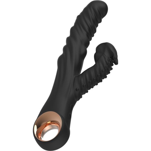 Black Color 8-Speed Silicone Vibrator with Beaded Up-and-Down Motion Function