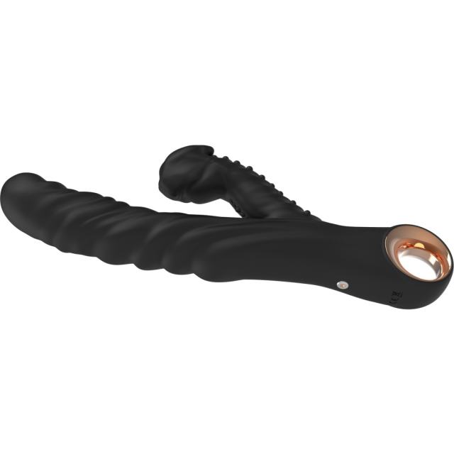 Black Color 8-Speed Silicone Vibrator with Beaded Up-and-Down Motion Function