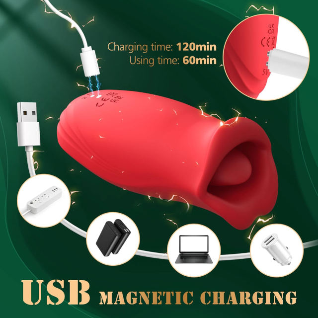 Red Color Big Mouth Stimulator with Licking Tongue