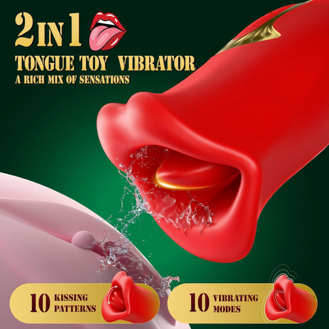 Red Color Big Mouth Stimulator with Licking Tongue