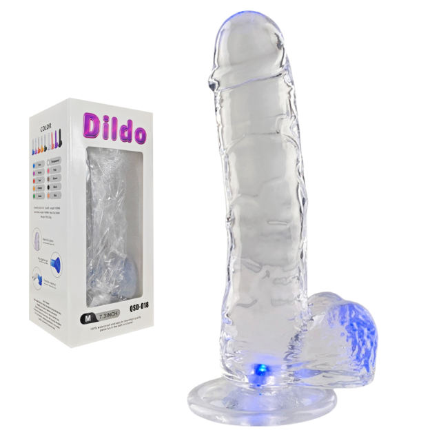 7.29'' Clear Light-Up TPE Dildo (No Vibration)