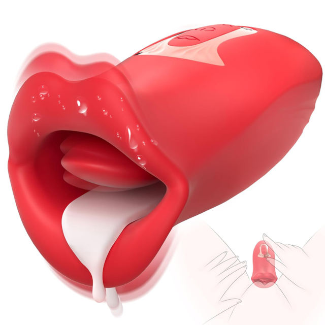 Red Color Big Mouth Stimulator with Licking Tongue