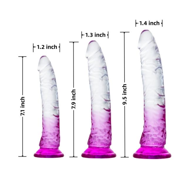Clear & Purple TPE 3-Piece Dildo Set