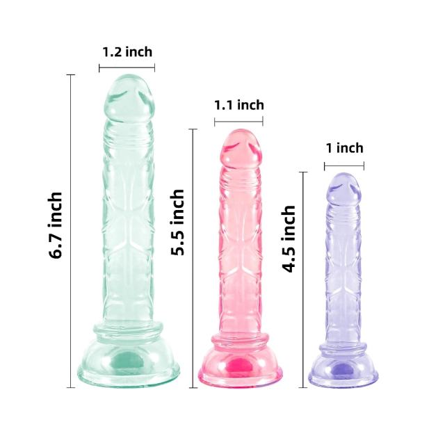 3-Piece Multicolor TPE Dildo Set