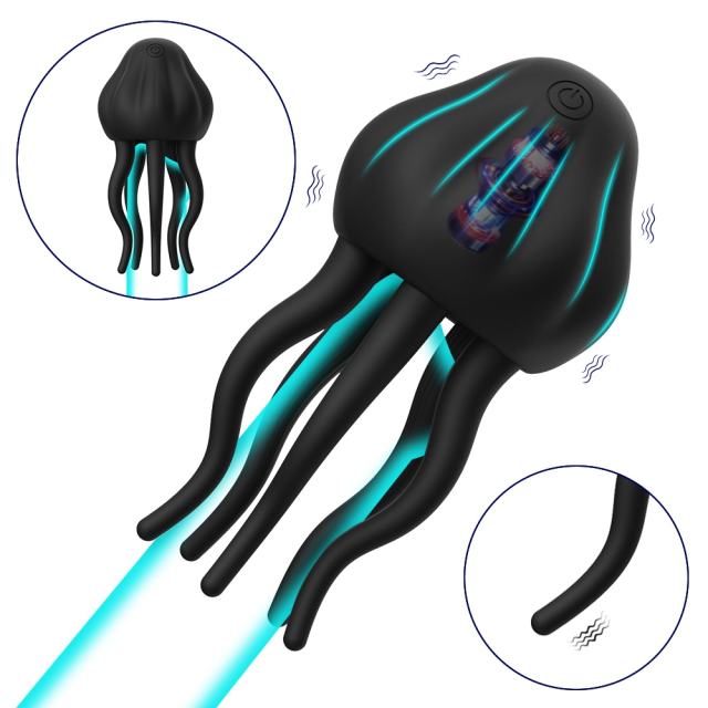 Black 10-Speed Rechargeable Vibrating Penis Massager