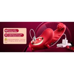 10-Speed Red Rechargeable Thrusting Silicone Vibrator with Licking Tongue and App Control