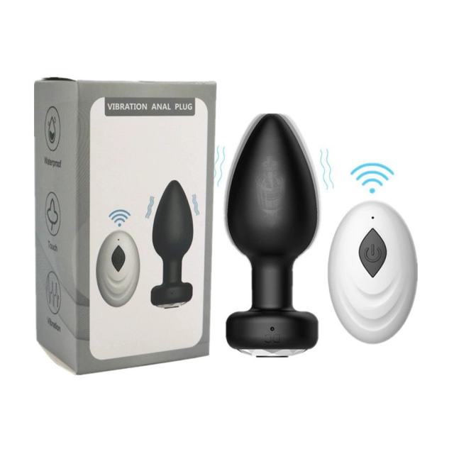 10-Speed Black Remote Control Rechargeable Silicone Anal Plug