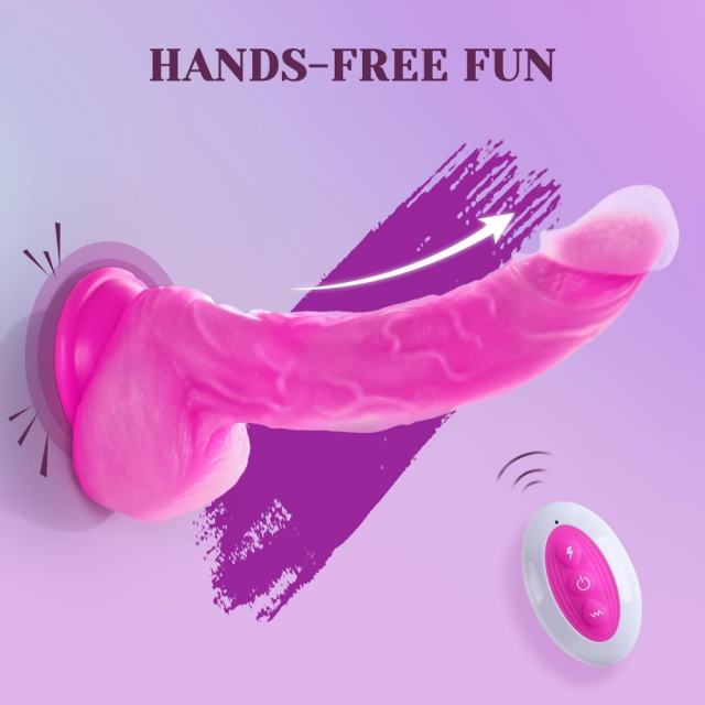 10-Speed Magenta Remote-Controlled Rechargeable Thrusting & Vibrating Silicone Dildo