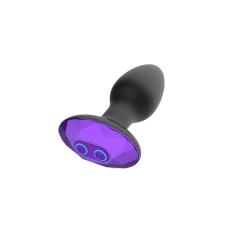 10-Speed Black Silicone Vibrating & Rotating Vibrator with Remote Control and Purple Crystal Base
