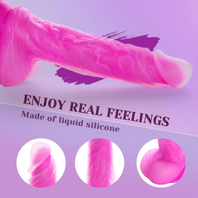 10-Speed Magenta Remote-Controlled Rechargeable Thrusting & Vibrating Silicone Dildo