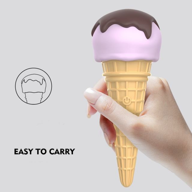 10-Speed Ice cream-Shaped Silicone Rechargeable Vibrator