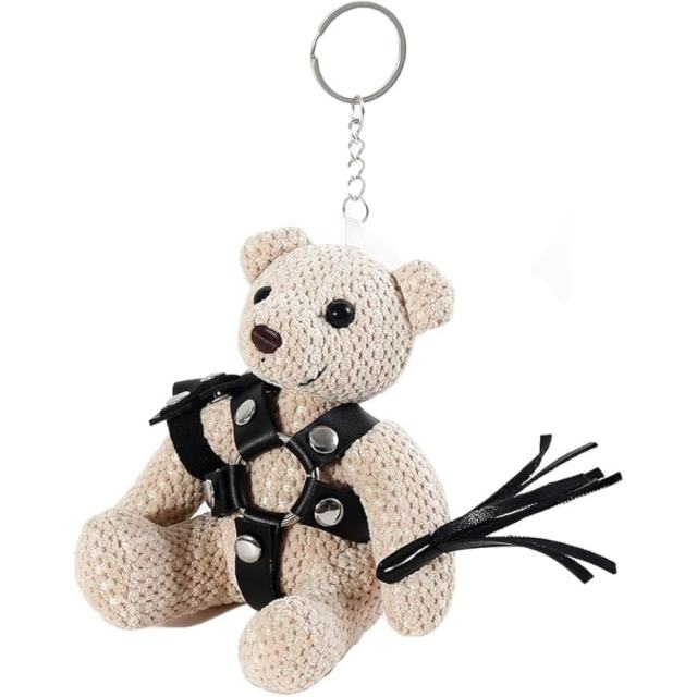 BDSM Teddy Bear Keychain with Whip & Bondage Outfit