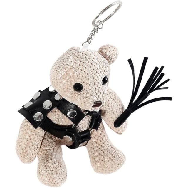 BDSM Teddy Bear Keychain with Whip & Bondage Outfit