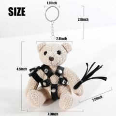 BDSM Teddy Bear Keychain with Whip & Bondage Outfit