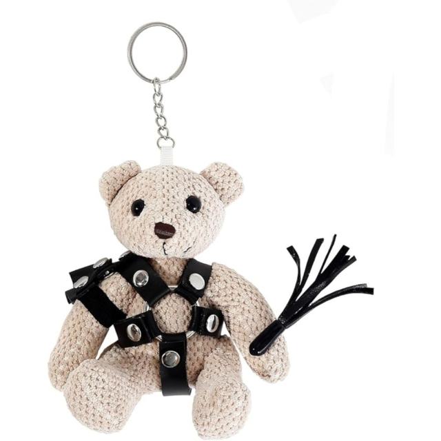 BDSM Teddy Bear Keychain with Whip & Bondage Outfit