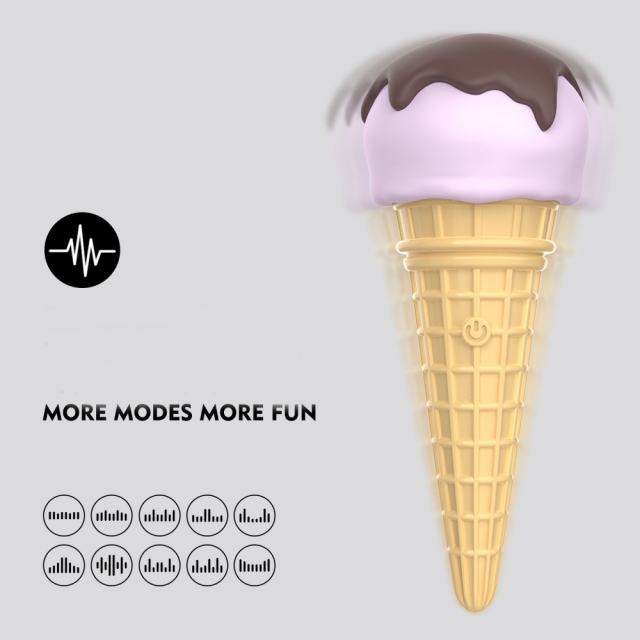10-Speed Ice cream-Shaped Silicone Rechargeable Vibrator