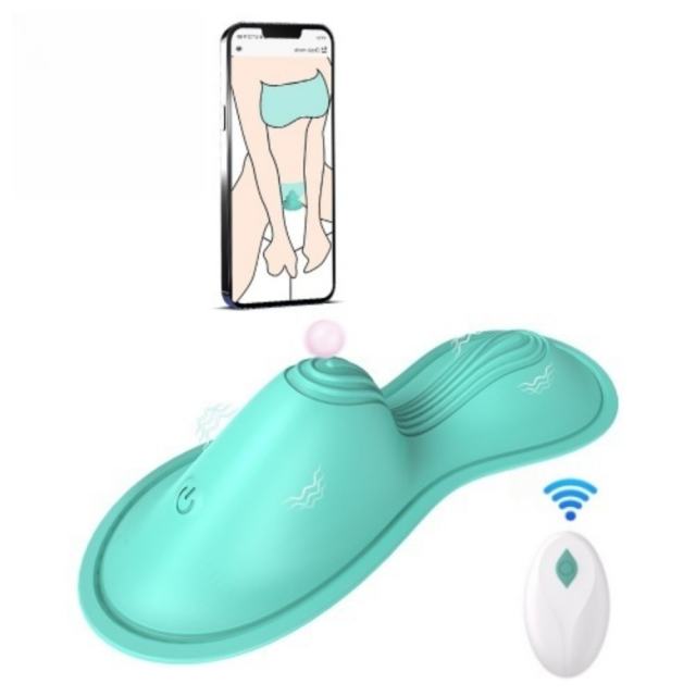 9-Speed App-Controlled Silicone Rideable Vibrating Pad in Cyan Vibepad with 2 Powerfu Motors