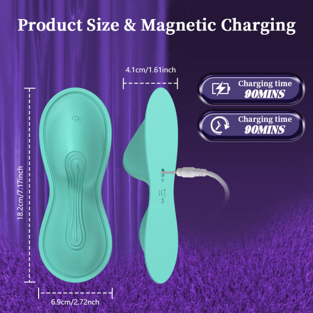 9-Speed App-Controlled Silicone Rideable Vibrating Pad in Cyan Vibepad with 2 Powerfu Motors