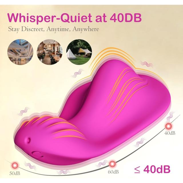 9 Modes Magenta Waterproof Rechargeable Silicone Wearable Panty Vibrator with App Control