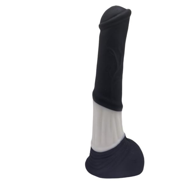 11.8" Rechargeable Black & White Huge Monster Silicone 7-Speed Thrusting & Vibrating Dildo with Remote Control