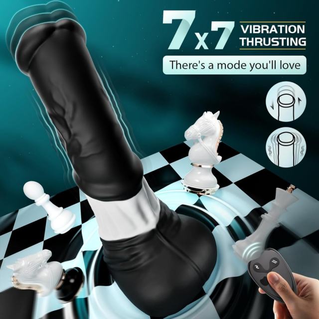 11.8" Rechargeable Black & White Huge Monster Silicone 7-Speed Thrusting & Vibrating Dildo with Remote Control