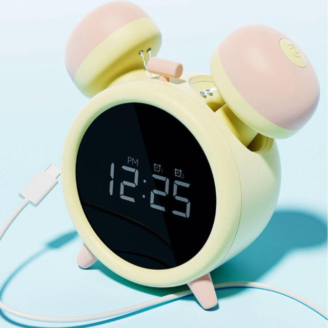 9-Speed Yellow Color Alarm Clock Shape Vibrator with Sucking Function