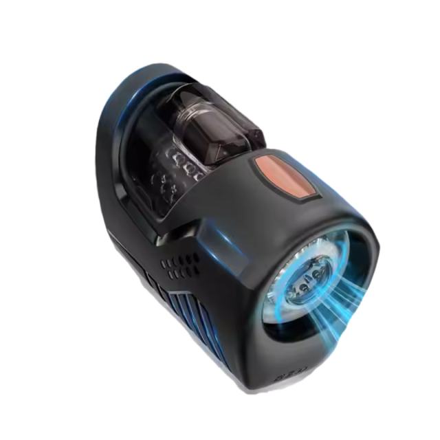 10-Speed Black Rechargeable Automatic Male Masturbator Toy with Visual Window Feature Space Capsule Design