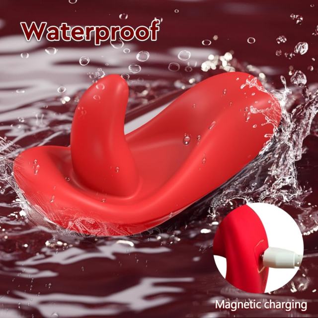 9-Speed Red App-Controlled Wearable Panty Vibrator with Vibrating Tongue and Remote Controller