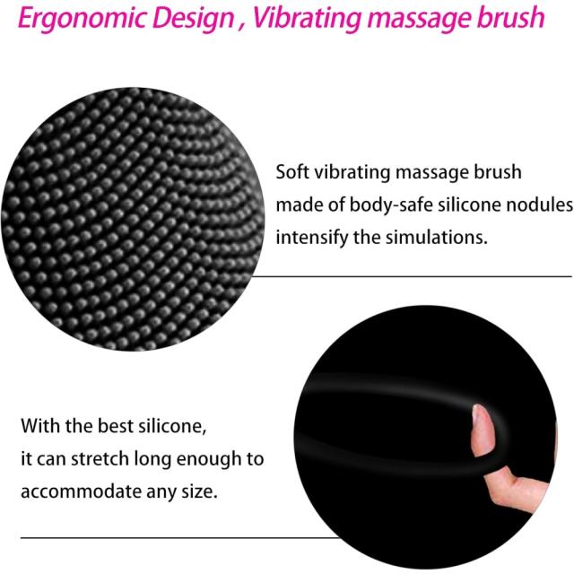 10-Mode Black Rechargeable Waterproof Silicone Vibrating Cock Ring