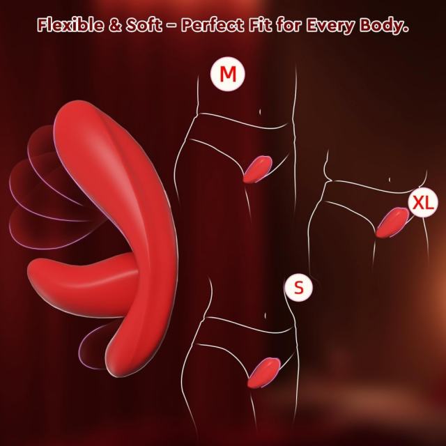 9-Speed Red App-Controlled Wearable Panty Vibrator with Vibrating Tongue and Remote Controller