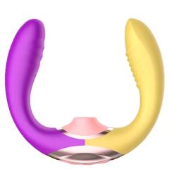 Purple,Pink and Yellow G-Spot Dildo with 10 Vibration 7 Trigger 7 Suction Mode