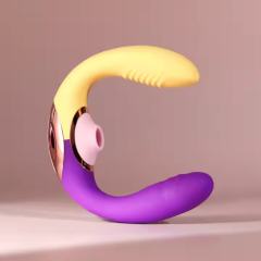 Purple,Pink and Yellow G-Spot Dildo with 10 Vibration 7 Trigger 7 Suction Mode