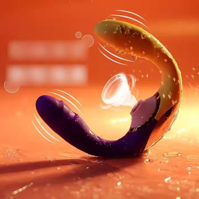 Purple,Pink and Yellow G-Spot Dildo with 10 Vibration 7 Trigger 7 Suction Mode