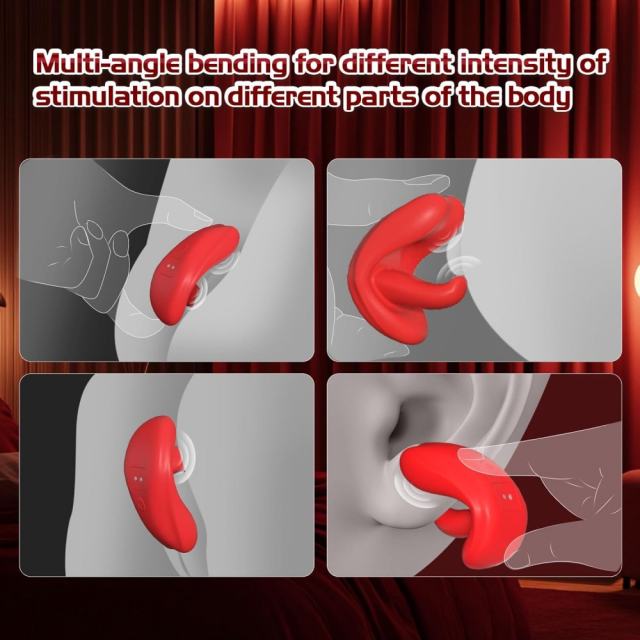 9-Speed Red App-Controlled Wearable Panty Vibrator with Vibrating Tongue and Remote Controller