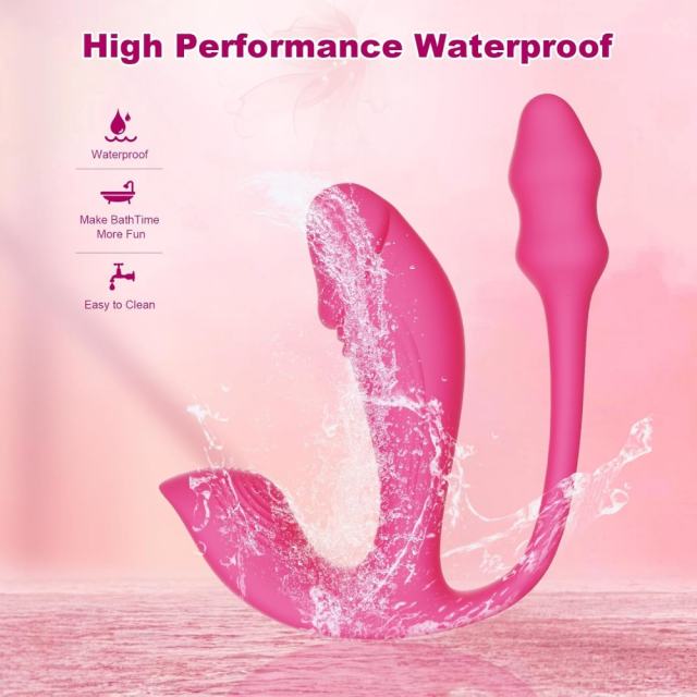 6 Modes Magenta App and Remote Control Rechargeable Silicone Wearable Panty Vibrators with Vibrating Dildo and Anal Plug