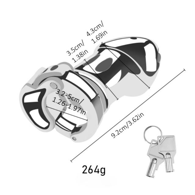Stainless Steel Chastity Cage Lock – 4.3” Secure Male Device with Keys & Storage Bag