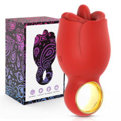 8-Mode Rechargeable Red Silicone Clitoral Stimulator with 360° Rotated Licking Tongue