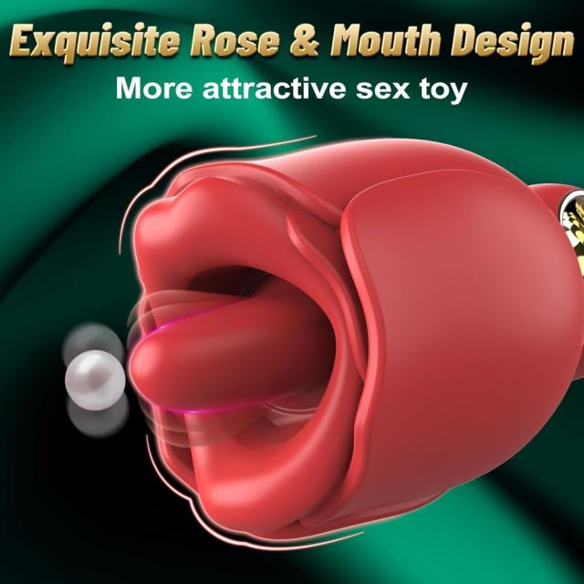 8-Mode Rechargeable Red Silicone Clitoral Stimulator with 360° Rotated Licking Tongue