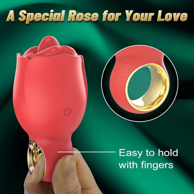 8-Mode Rechargeable Red Silicone Clitoral Stimulator with 360° Rotated Licking Tongue