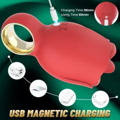 8-Mode Rechargeable Red Silicone Clitoral Stimulator with 360° Rotated Licking Tongue