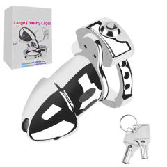 Stainless Steel Chastity Cage Lock – 4.3” Secure Male Device with Keys & Storage Bag