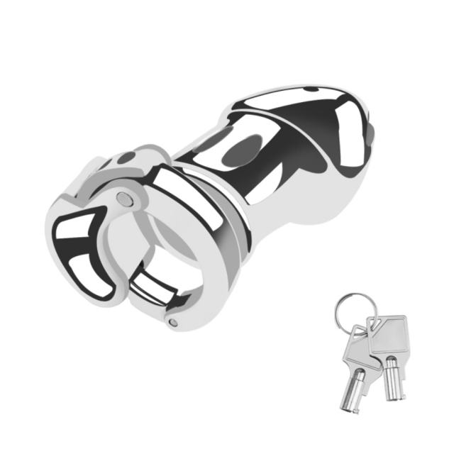 Stainless Steel Chastity Cage Lock – 4.3” Secure Male Device with Keys & Storage Bag